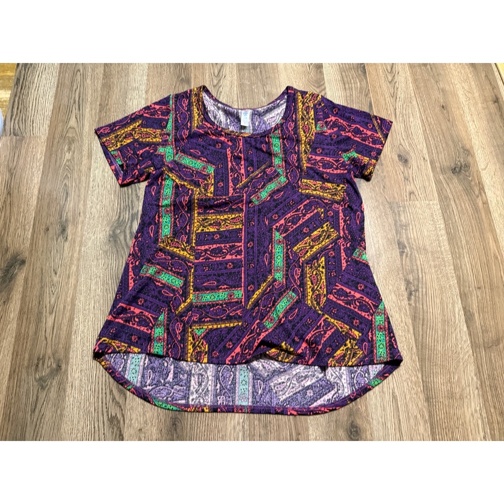 LuLaRoe Shirts Women Size S Purple Paisley Tunic Top Short Sleeve High Low